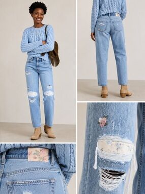 ✨NWT Universal Thread Floral Embroidered Distressed Denim Jeans
